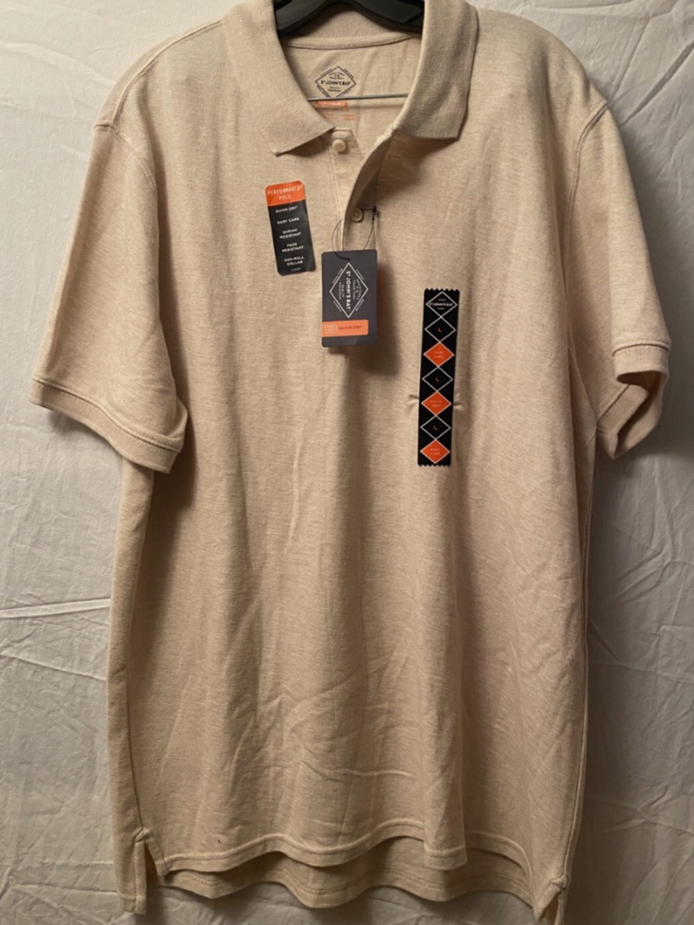 ST John's Bay mens Performance polo t-shirt Oatmeal Quick dri Sz xxxl